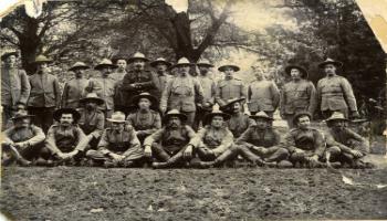 Red Deer Archives, P148; Member of Lord Strathcona's Horse regiment convalescing at Maritzberg, South Africa, 1900.