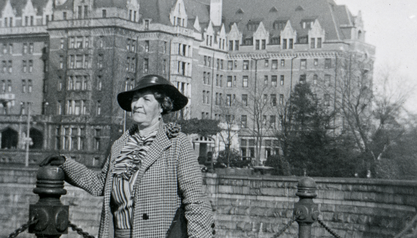 Florence Cottingham at the Fairmont Empress Hotel in Victoria, BC, ca. 1932