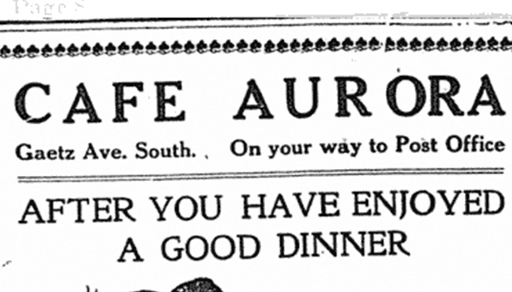 Advertisement for the Aurora Café in the Red Deer News, April 2, 1913