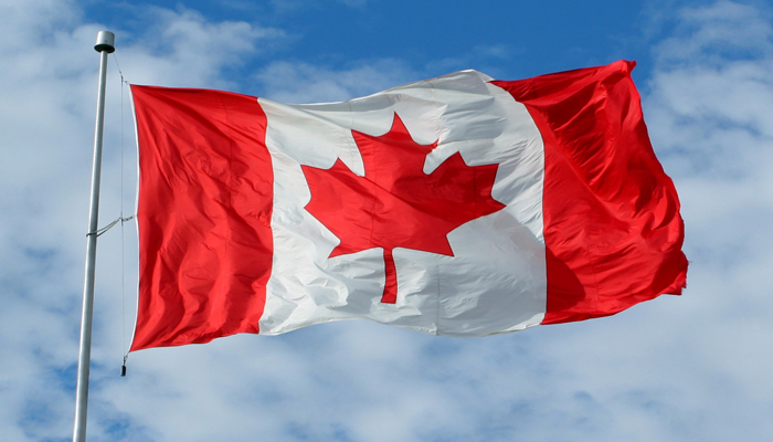 Canada flag flying in the wind