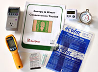 photo of different tools used in the energy and water conservation toolkit