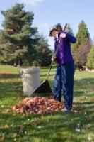 Women raking yard waste leaves (JPG)