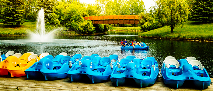 Paddle Boats lined up at Bower Ponds in Summer of 2015.